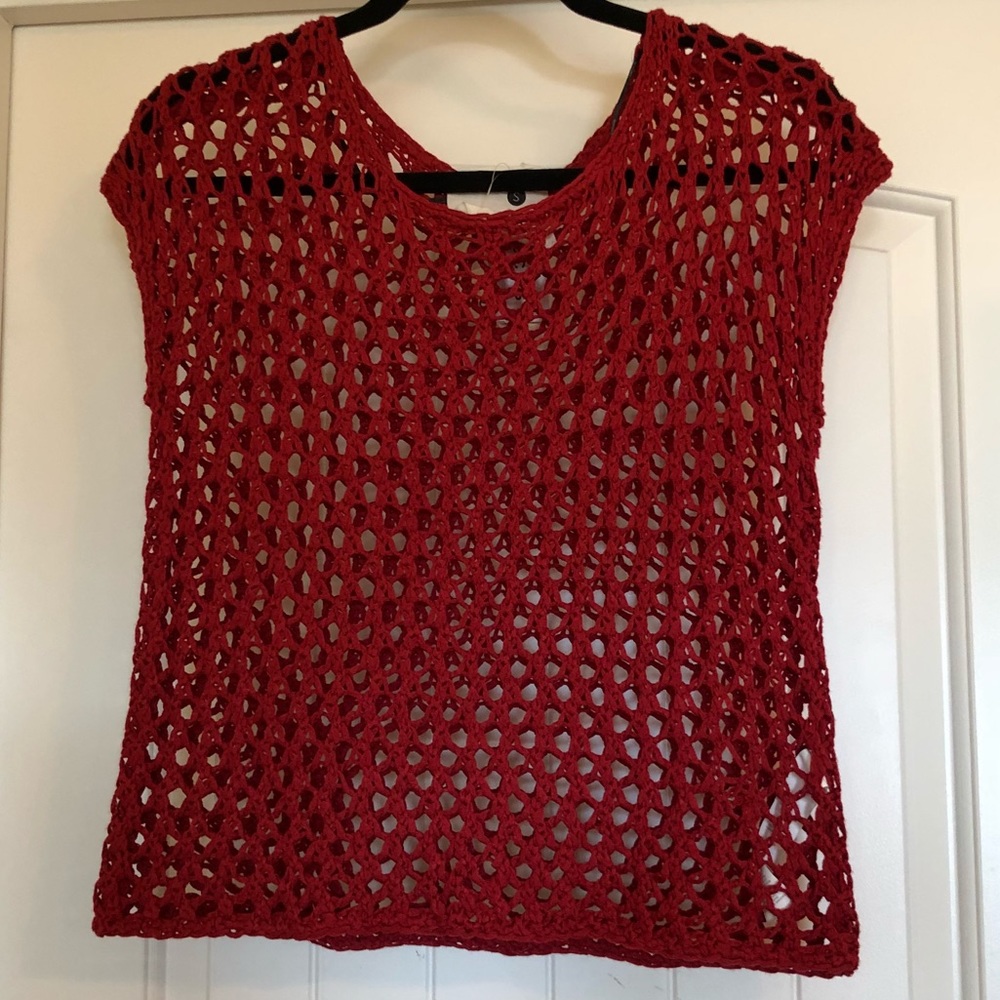 Kensie Pieces Red Knit Crop Top